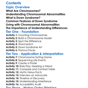 Down Syndrome And Chromosomal Abnormalities Worksheet Activity Booklet