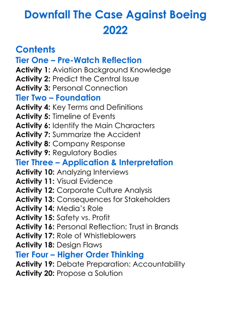 Downfall The Case Against Boeing 2022 Worksheet Activity Booklet