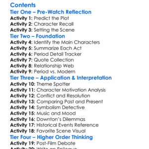 Downton Abbey The Grand Finale 2025 Worksheet Activity Booklet