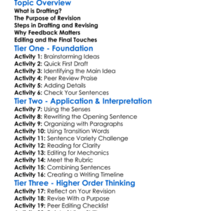 Drafting And Revising Worksheet Activity Booklet