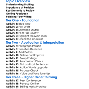 Drafting And Revising Writing Worksheet Activity Booklet