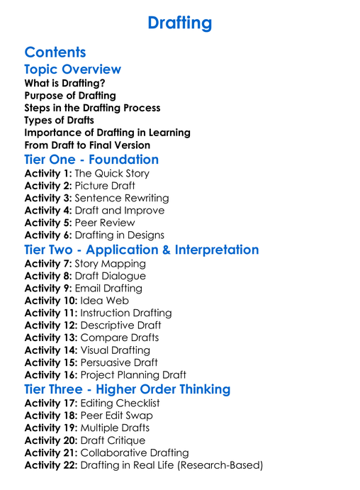 Drafting Worksheet Activity Booklet