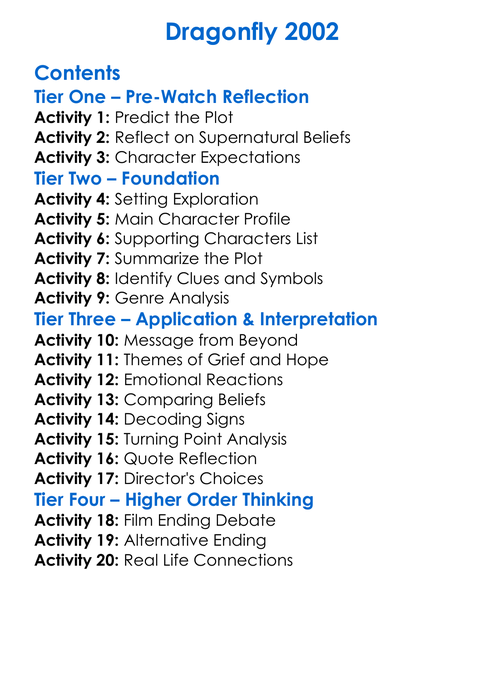 Dragonfly 2002 Worksheet Activity Booklet