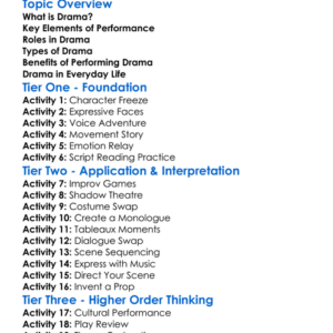 Drama And Performance Worksheet Activity Booklet