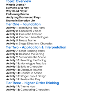 Drama And Play Reading Worksheet Activity Booklet