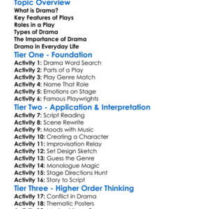 Drama And Plays Worksheet Activity Booklet