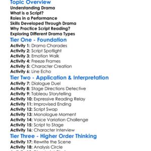 Drama And Script Reading Worksheet Activity Booklet