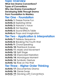 Drama Conventions Worksheet Activity Booklet