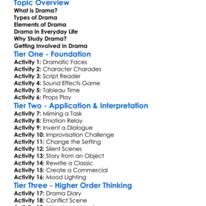 Drama Worksheet Activity Booklet