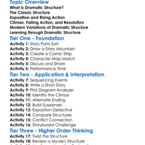 Dramatic Structure Worksheet Activity Booklet