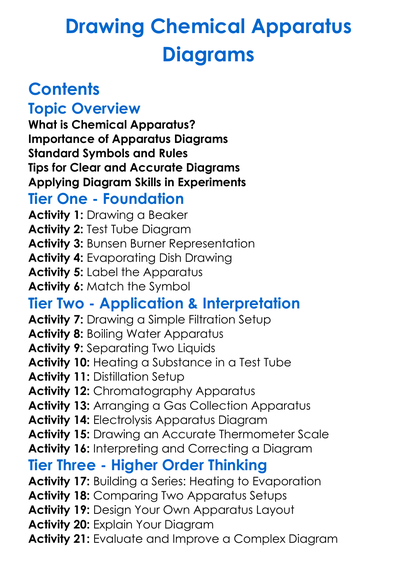 Drawing Chemical Apparatus Diagrams Worksheet Activity Booklet