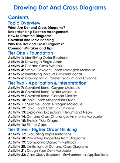 Drawing Dot And Cross Diagrams Worksheet Activity Booklet