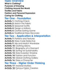 Dress And Clothing Worksheet Activity Booklet