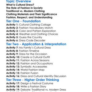Dress And Fashion In Cultures Worksheet Activity Booklet