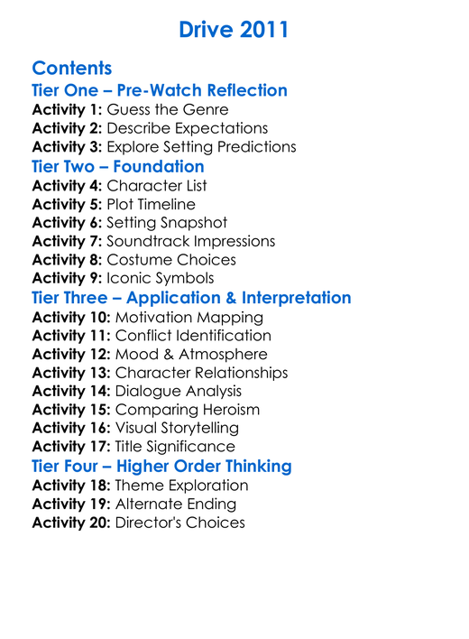 Drive 2011 Worksheet Activity Booklet