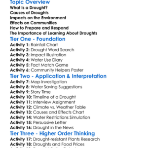 Droughts And Their Impact Worksheet Activity Booklet