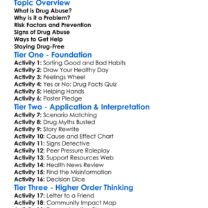Drug Abuse Awareness Worksheet Activity Booklet