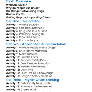 Drug Awareness Worksheet Activity Booklet