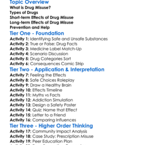 Drug Misuse And Effects Worksheet Activity Booklet