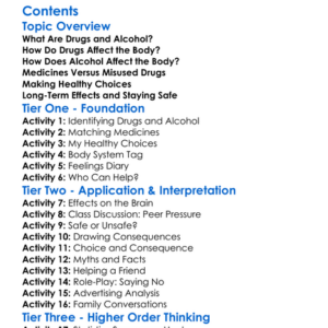 Drugs Alcohol And Their Effects On The Body Worksheet Activity Booklet