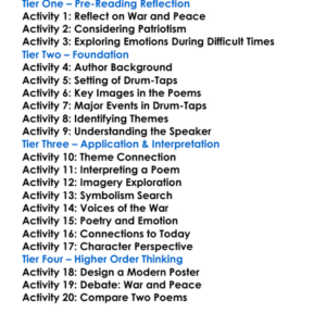 Drum-Taps Walt Whitman Worksheet Activity Booklet