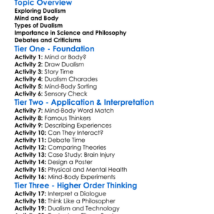 Dualism Worksheet Activity Booklet