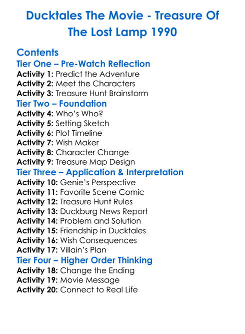 Ducktales The Movie Worksheet Activity Booklet