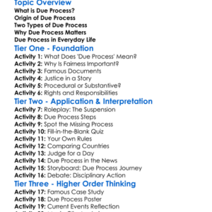 Due Process Worksheet Activity Booklet