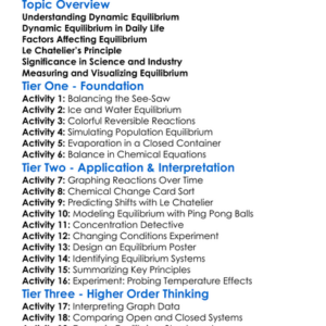Dynamic Equilibrium Worksheet Activity Booklet