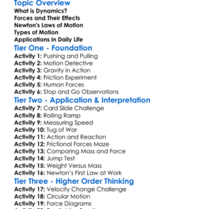 Dynamics Worksheet Activity Booklet