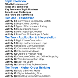 E-Commerce And Digital Business Worksheet Activity Booklet