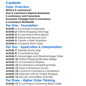 E-Commerce And Economic Change Worksheet Activity Booklet