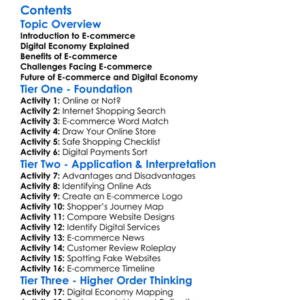 E-Commerce And The Digital Economy Worksheet Activity Booklet