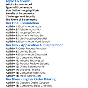 E-Commerce Basics Worksheet Activity Booklet