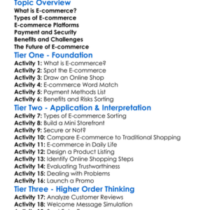 E-Commerce Concepts Worksheet Activity Booklet