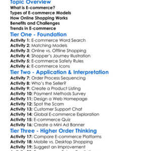 E-Commerce Fundamentals Worksheet Activity Booklet