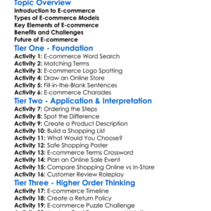 E-Commerce Principles Worksheet Activity Booklet