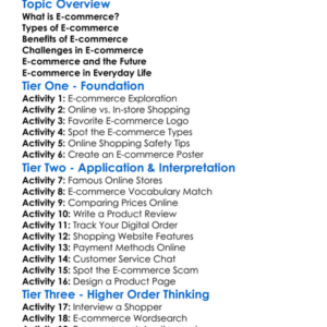 E-Commerce Worksheet Activity Booklet