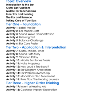 Ear Structure And Hearing Worksheet Activity Booklet
