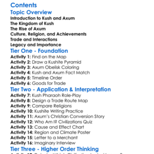 Early African Civilizations Kush And Axum Worksheet Activity Booklet