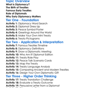 Early Diplomacy And Treaties Worksheet Activity Booklet