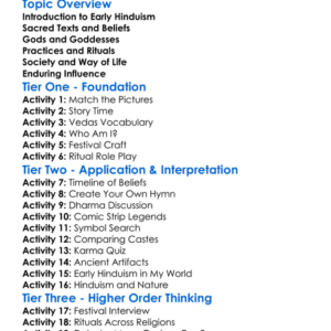 Early Hinduism Worksheet Activity Booklet