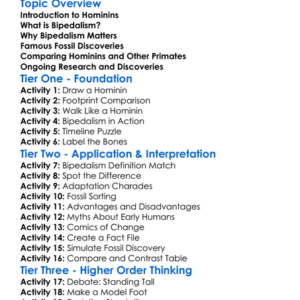 Early Hominins And Bipedalism Worksheet Activity Booklet