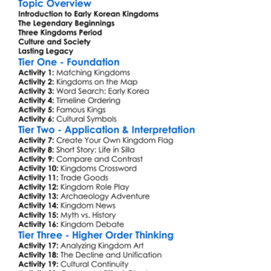 Early Korean Kingdoms Worksheet Activity Booklet