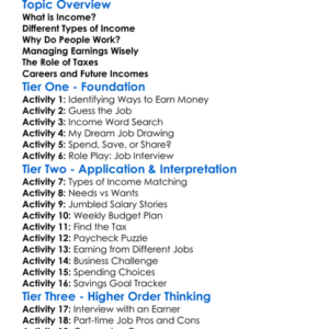Earning An Income Worksheet Activity Booklet