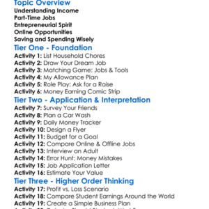 Earning Money As A Student Worksheet Activity Booklet