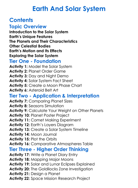 Earth And Solar System Worksheet Activity Booklet