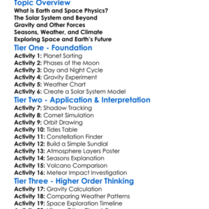 Earth And Space Physics Worksheet Activity Booklet