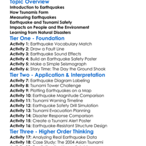 Earthquakes And Tsunamis Worksheet Activity Booklet