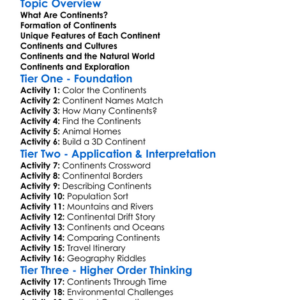 Earths Continents Worksheet Activity Booklet